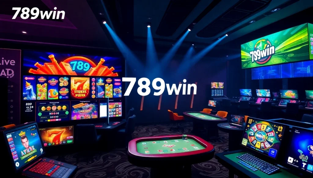 789win banner featuring colorful slots and live casino games with action-oriented elements, attracting players to online gambling platform.