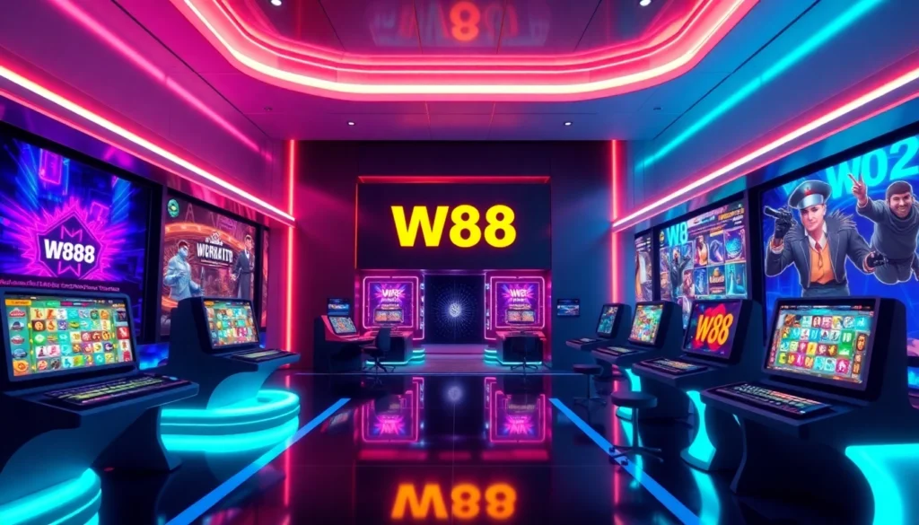 W88 online casino platform showing live betting and digital gaming interfaces for engaging user experience.
