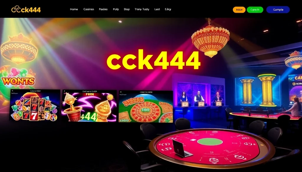 Experience the thrill of ck444 online gaming with this vibrant casino scene featuring slots and live dealer action.