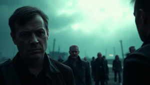 Кárníчно изображение для одни из нас 2 сезон смотреть одни из нас сериал одни из нас смотреть онлайн, показывающее героев в постапокалиптическом мире в напряженной ситуации, с темной атмосферой и высоким эмоциональным накалом.