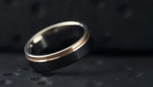 Visit https://ax88c.com/ to see a detailed image of a titanium wedding band with copper inlay, showcasing craftsmanship and premium materials for jewelry enthusiasts.