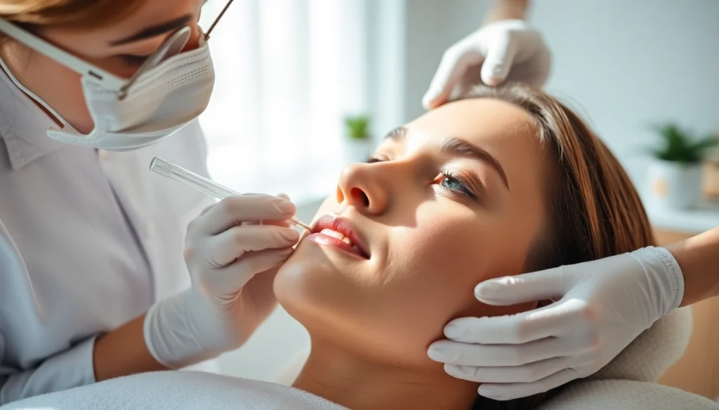 Patient receiving a Botox Behandlung in a serene environment, showcasing the care of the practitioner.