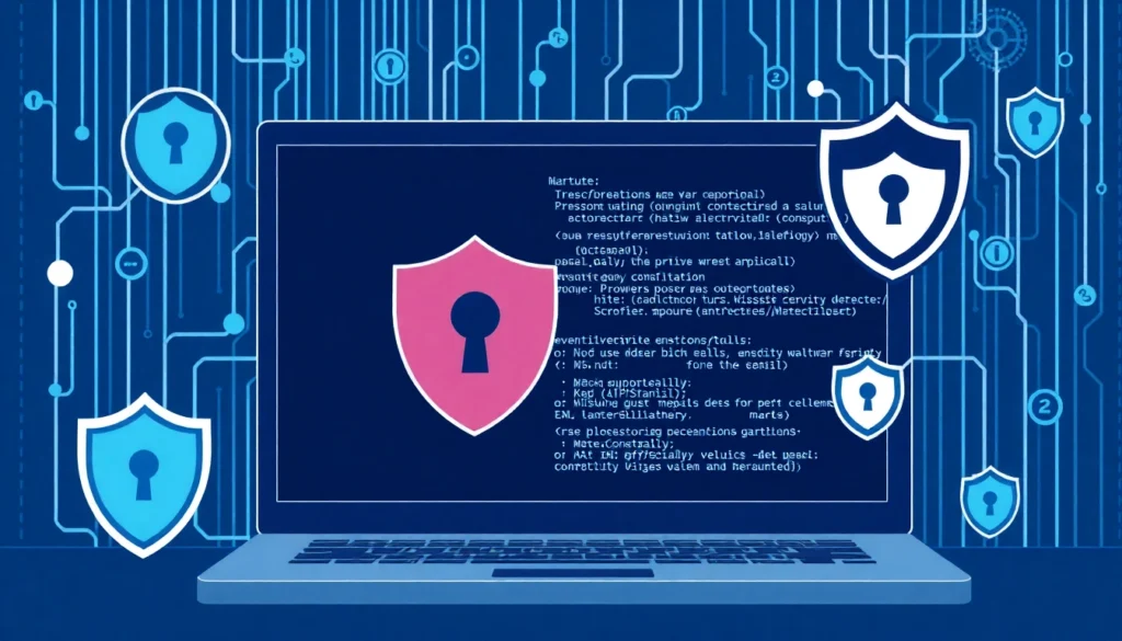 Discover insights about https://sys32win.com/ related to malware security and system protection, highlighted by cybersecurity symbols and digital interfaces.