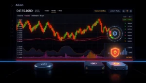 Visual representation of AICoin's real-time market analysis on an advanced trading dashboard, highlighting security features and data visualization for traders.