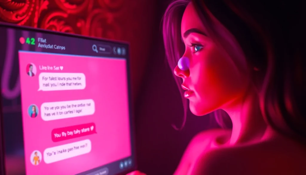 An illustration of an AI porn chat interface with a digital AI character.