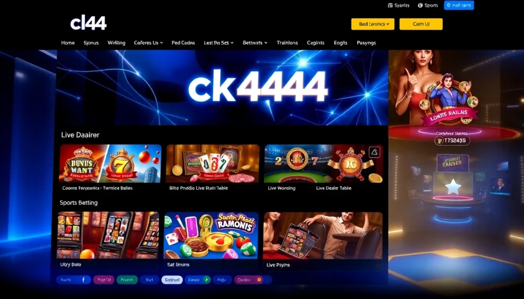ck444 online gaming platform with vibrant slots, live casino, and sports betting action for Bangladesh players