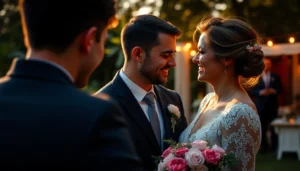 Photographe mariages capturing candid moments at a beautiful outdoor wedding for authentic memories.