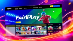 Fairplay24 online betting platform with sports icons and user interface for secure wagering