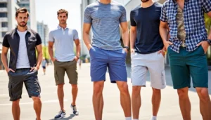 Men's Shorts in a dynamic urban setting, highlighting style, comfort, and variety for active lifestyles.