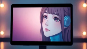 AI girlfriend engaging in a realistic chat with a warm, inviting digital interface, showcasing advanced AI interaction and personalization.