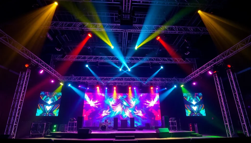 Professional Veranstaltungstechnik Köln with advanced sound, light, and video setups creating an engaging event atmosphere.