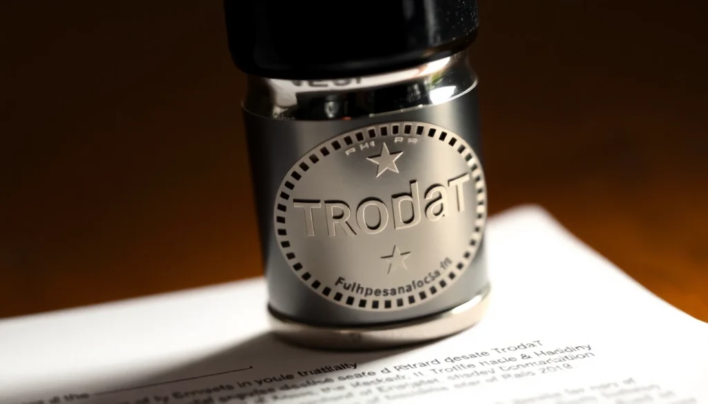 Stamping with Trodat pieczątki onto a document showcases clear and precise impressions for branding.