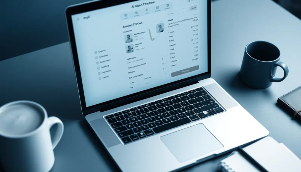 Boosting technology UX with AI-assisted checkout on a sleek laptop.