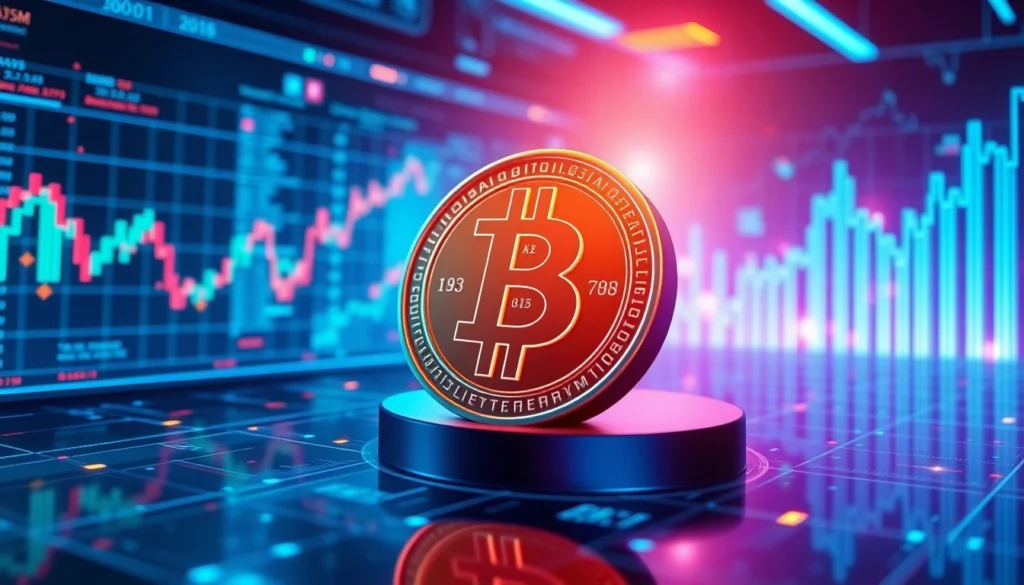 Cryptocurrency powering financial markets with dynamic data visualization and blockchain technology