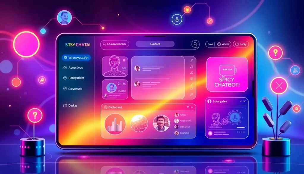 Interactive spicychatai app featuring colorful chat bubbles and AI-generated visuals for immersive online experiences, highlighting realism and personalization.