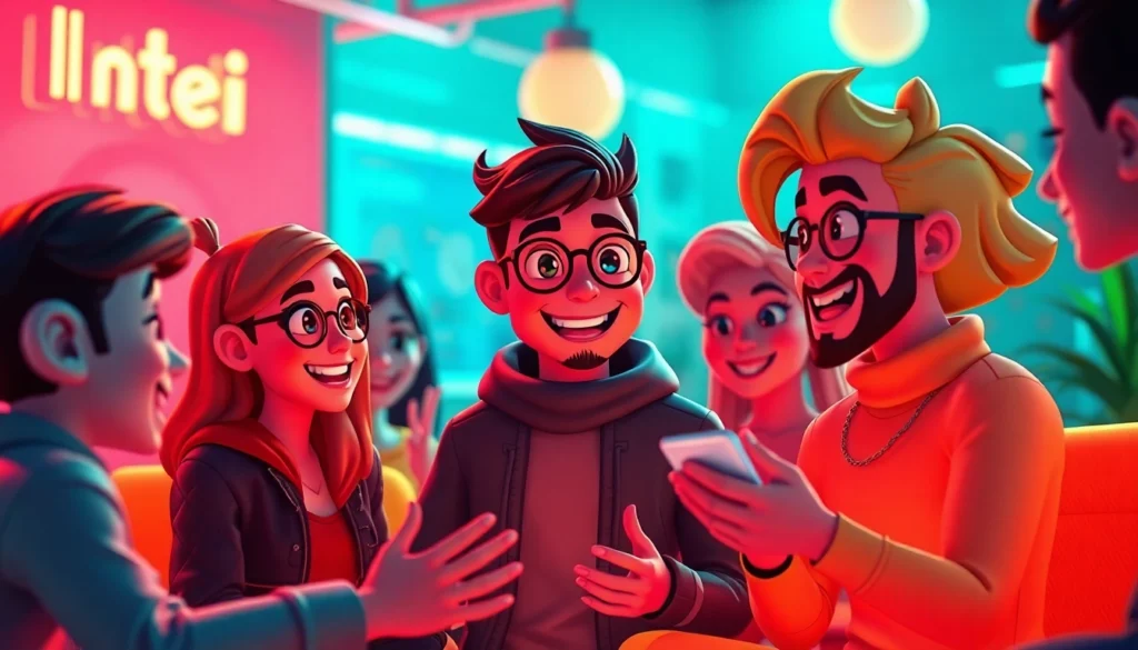 Engaging Spicy AI Chat scene with animated characters in a lively digital environment, highlighting personalization and realism for users.