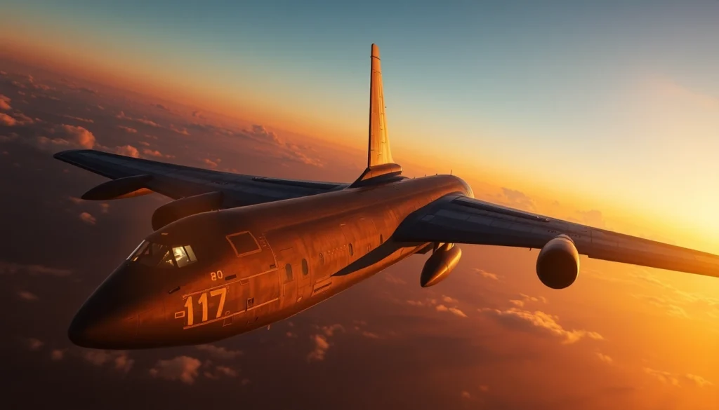 The B52 bomber soaring through the sky, highlighting its powerful design and long-range capabilities for military applications.