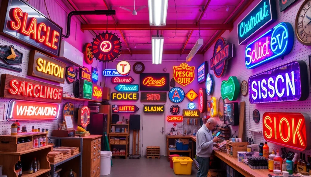 Custom signs manufacturing process showcasing vibrant, tailored signage for businesses and events