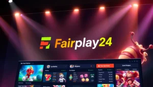 Fairplay24 online betting platform with vibrant interface and sports icons, inviting users for