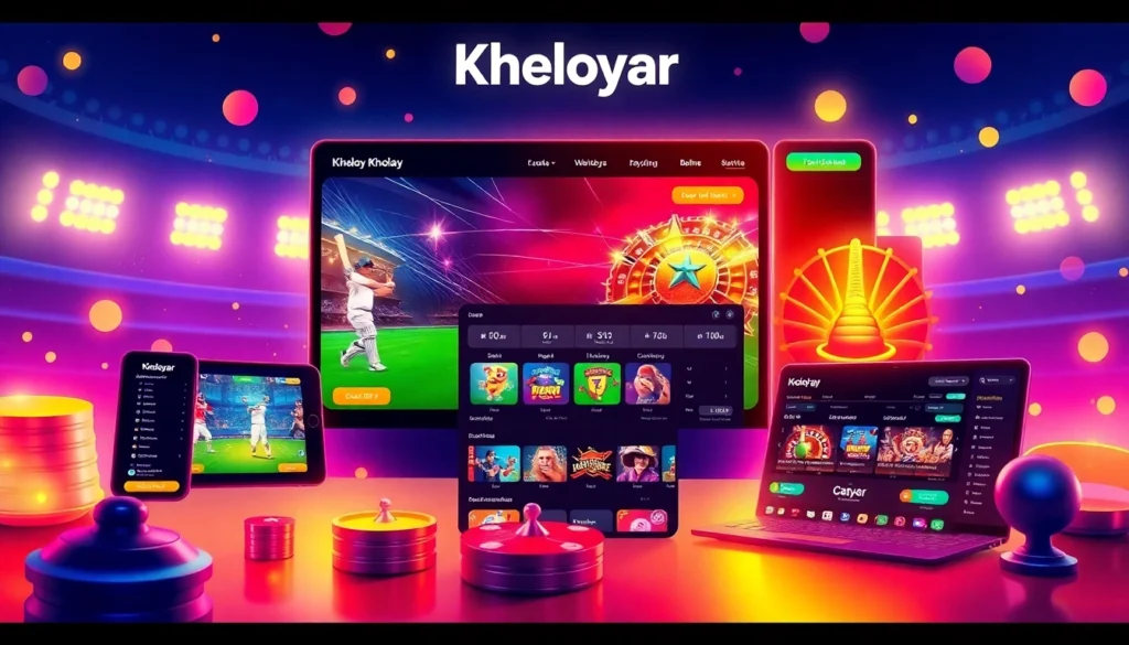Kheloyar online betting platform showcasing cricket and casino games with a user-friendly interface
