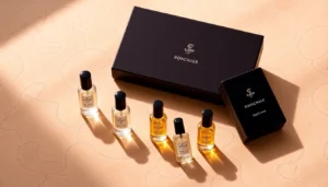 This image shows a set of small perfume vials for duftproben bestellen, perfect for trying new