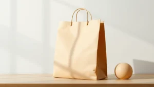 Showcase of a durable torba papierowa with eco-friendly design in a retail setting,