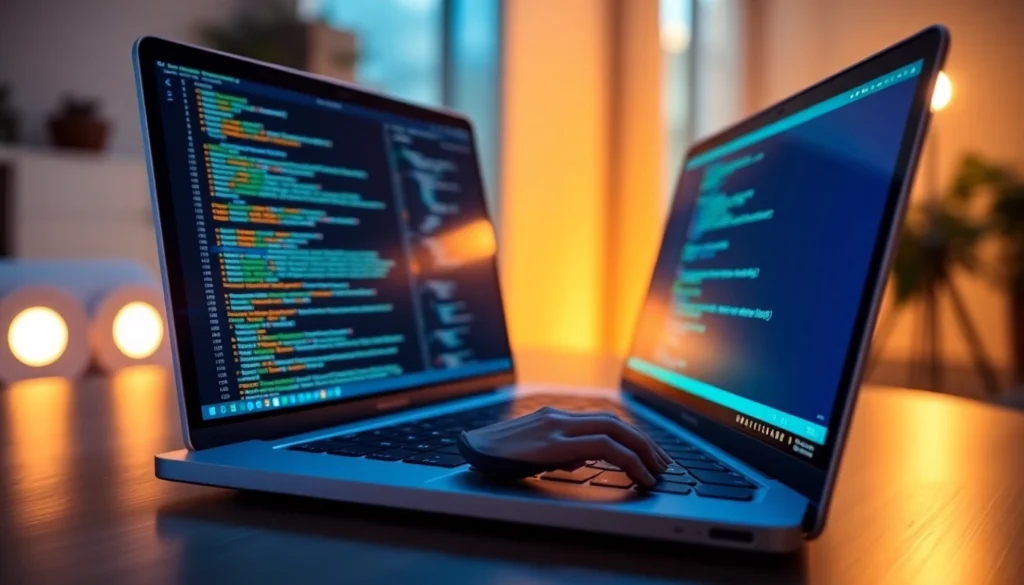 Python freelance developer coding remotely with laptop, highlighting flexible tech jobs and