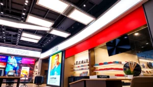 Professional signage and interior design company creating vibrant retail space with custom