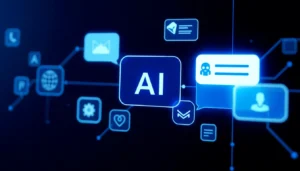 Engaging chat interface showcasing AI and messaging icons highlighting modern communication