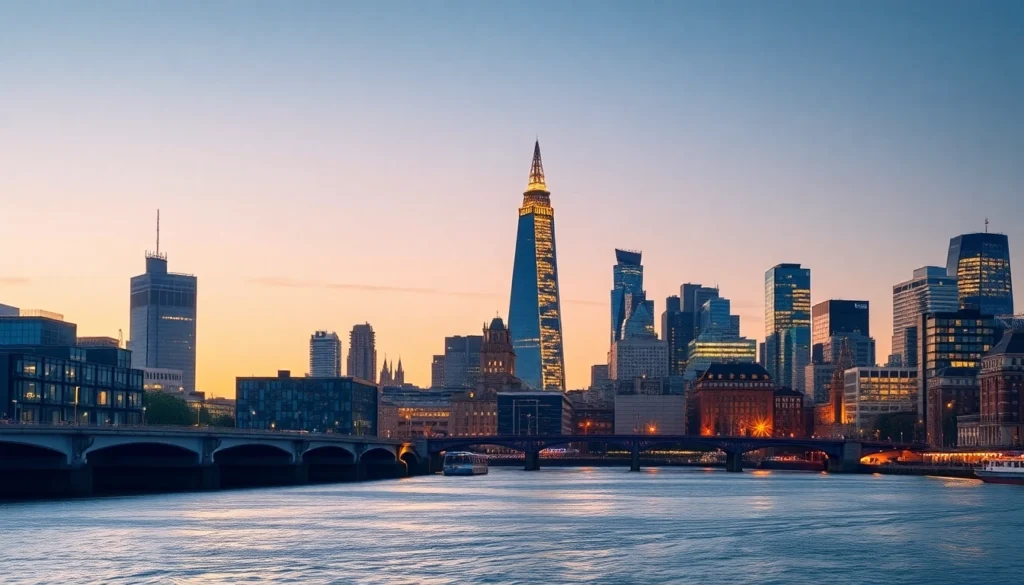 Invest for Property London View of London's skyline with new developments and investment signage