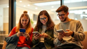 Engaging image of people using a free chat without an account to meet new friends instantly and