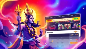 Mahadev book branding with Lord Shiva and online betting elements in a vivid, engaging design