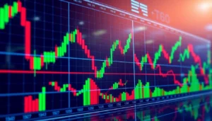 Trading view charts display market analysis with candlestick and line graphs for traders and