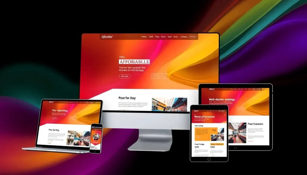 Affordable pages web design showcasing responsive layouts on mobile and desktop devices for