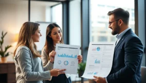 Canadian company managers reviewing employee benefits plan options for better workforce